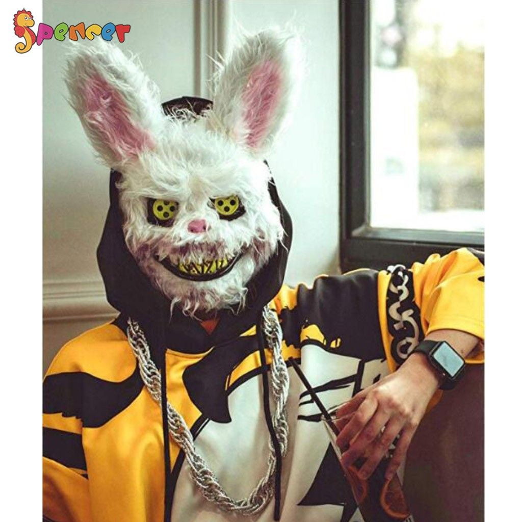 Spencer Scary Plush Mask Halloween Creepy White Bloody Bunny Mask Spooky Animal Rabbit Cosplay Mask for Party Costume - Walmart.com